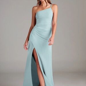 Elegant One-Shoulder Blue Dress
